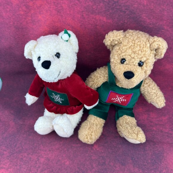VTG HALLMARK KISSING BEARS PLUSH MISTLETOE LOVE HOLIDAY 2000, MAGNETIC, 9 " - Picture 2 of 10
